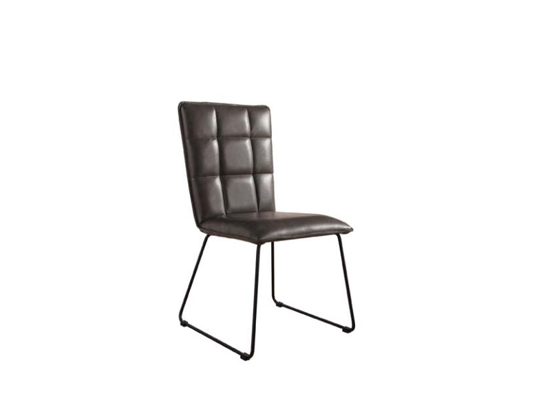 Grey Panel Back Faux Leather Dining Chair 