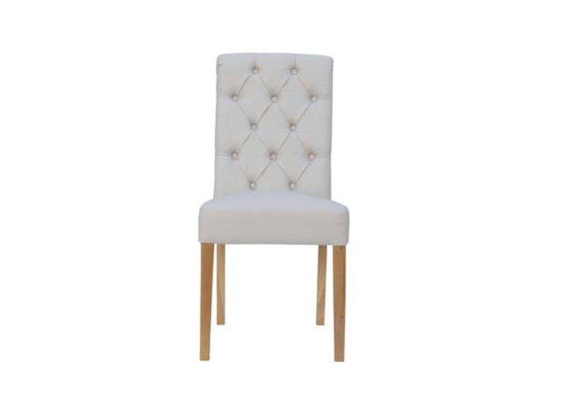 Pair Of Buttonback Fabric Chairs W/Scroll Back(CH28 x2)