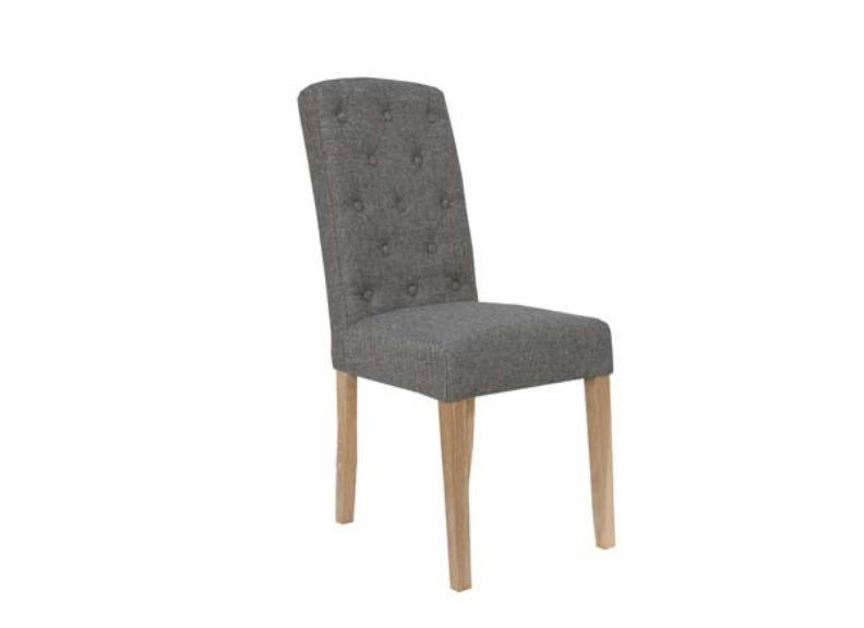 Button Back Fabric Dark Grey Dining Chair - 1