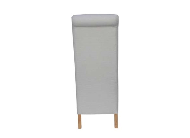 Scroll Back Natural Fabric Chair - rear