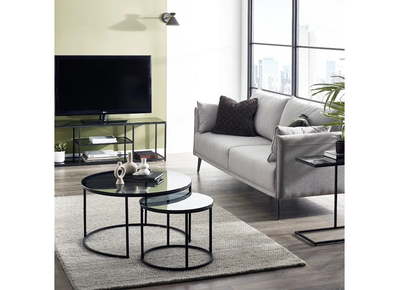 Chicago Smoked Glass Nest Of Coffee Tables - room