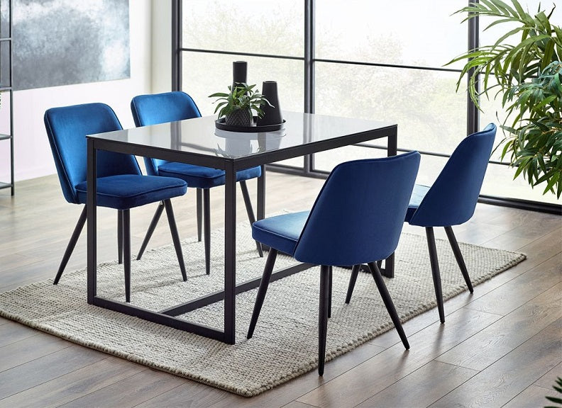 Burgess Blue Chairs W/Chicago Dining Table