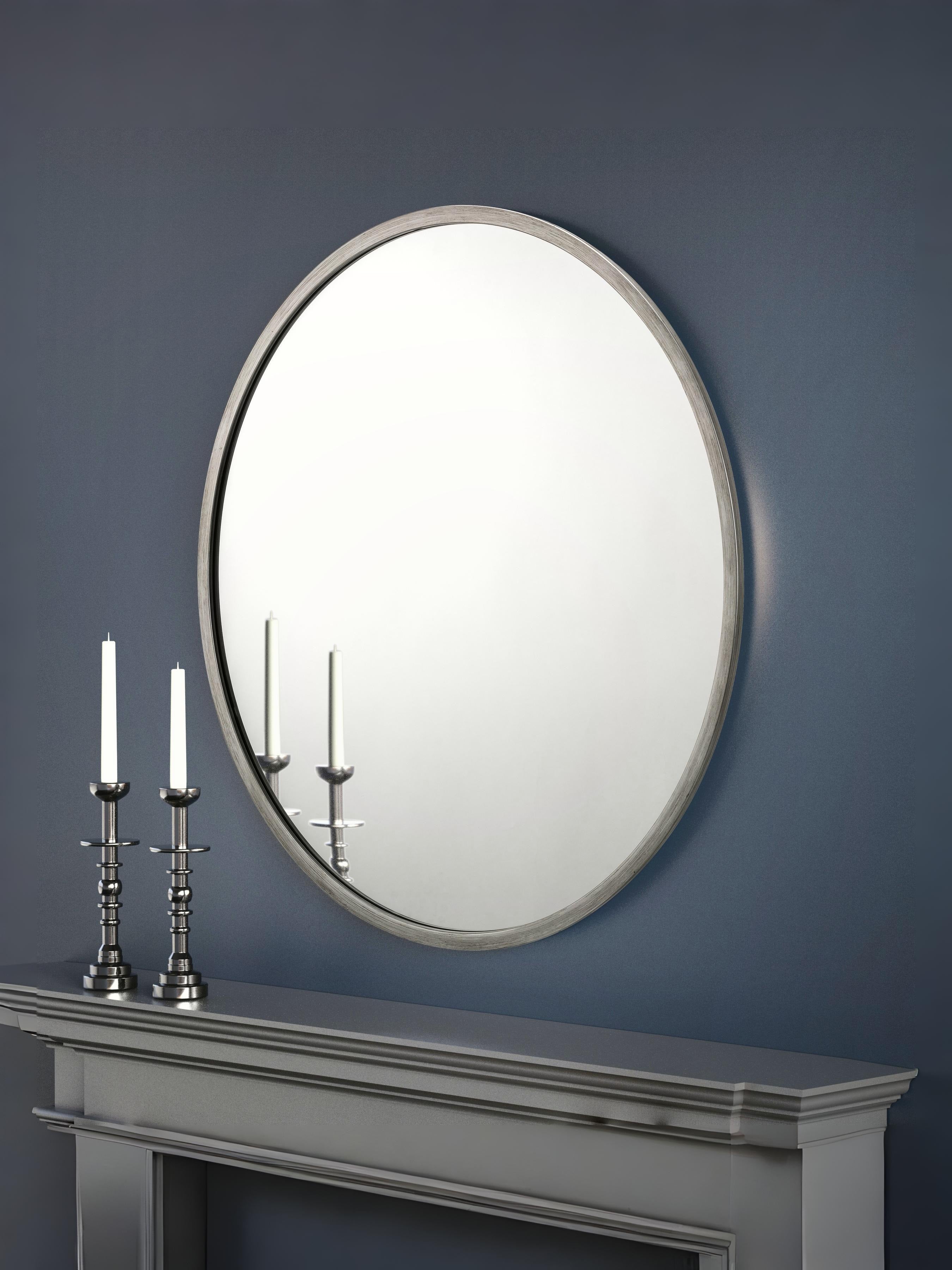 Octave Round Pewter Wall Mirror
