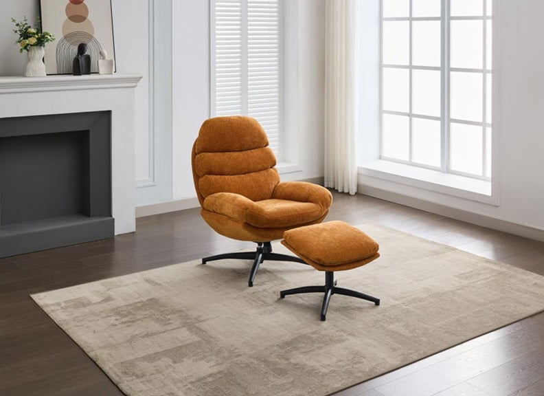 Clark Leisure Chairs with Footstool – 360° Swivel Function in Luxuriou