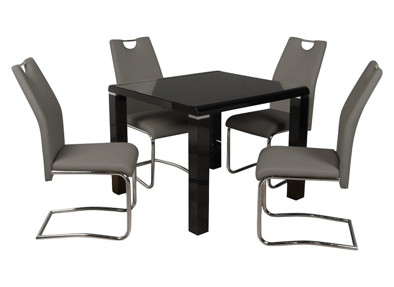 Clarus Black Table & Claren Grey PU Chairs