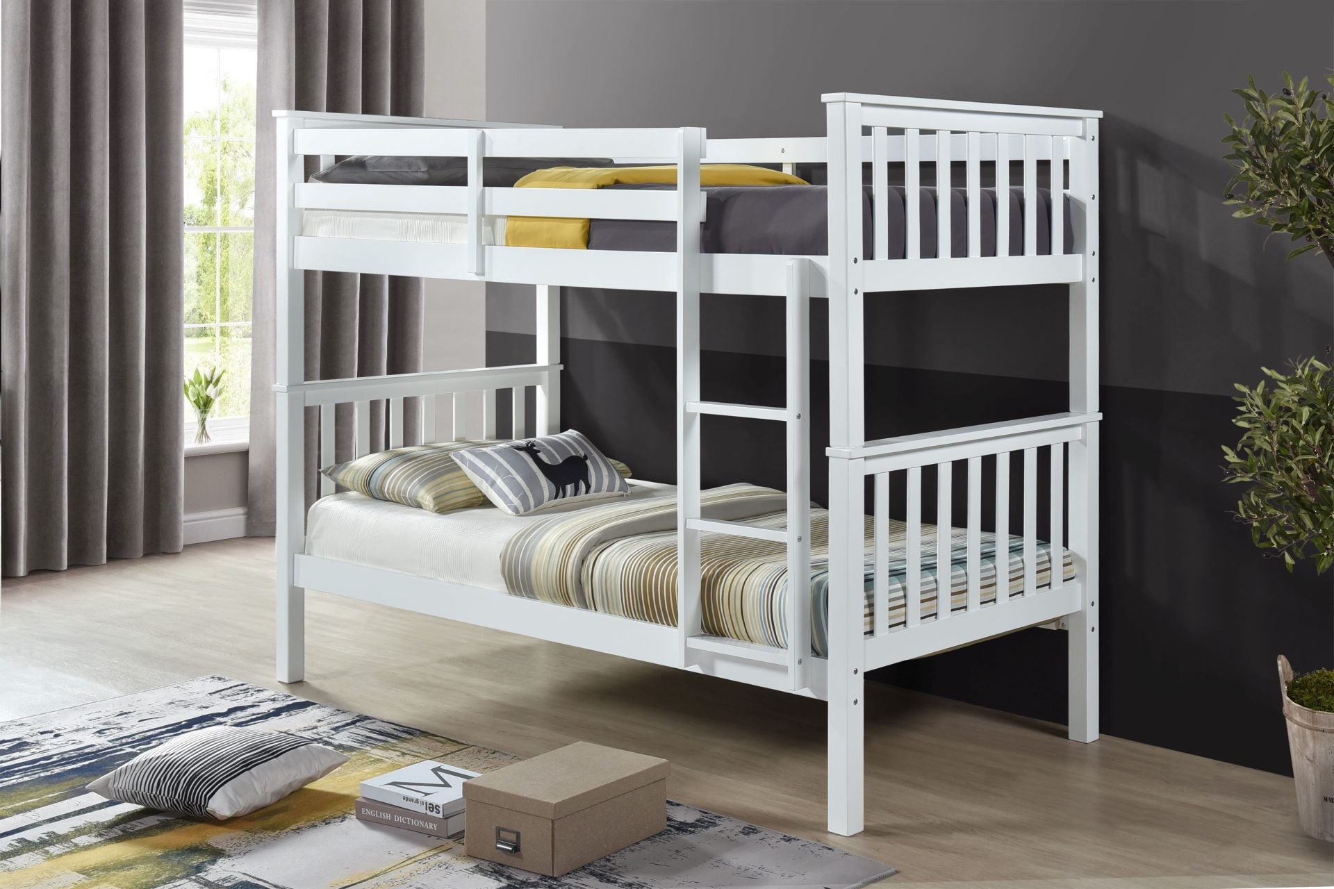 Colton Bunk Bed in White, Grey or Charcoal Colour