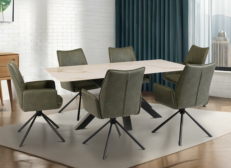 Cora White Table & Granada Dining Armchairs