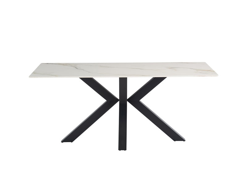 Cora Kass White Dining Table W/Grenada Green PU Chairs