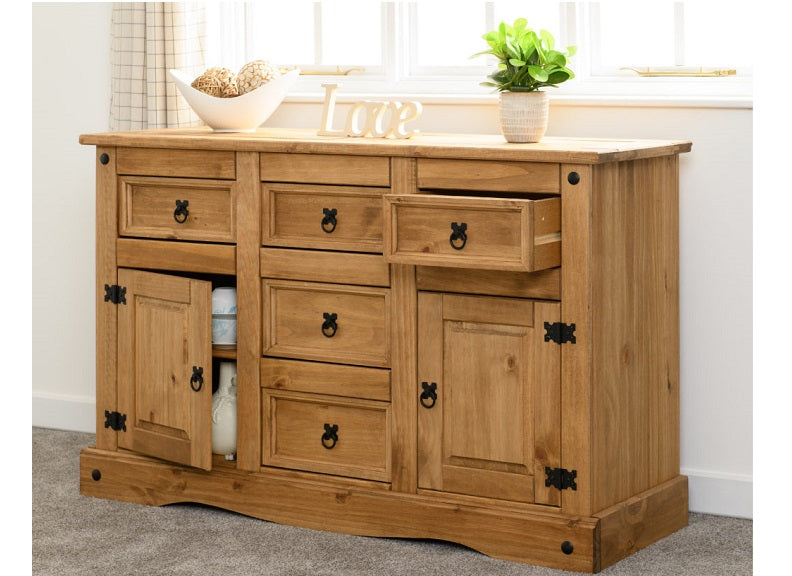 Corona Pine 2 Door 5 Drawer Sideboard
