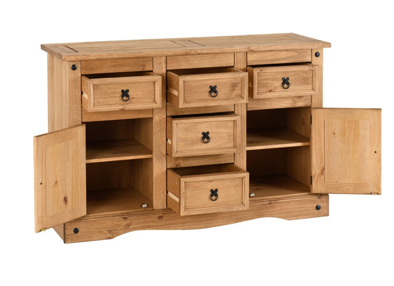 Corona Pine Two Door Five Drawer Sideboard