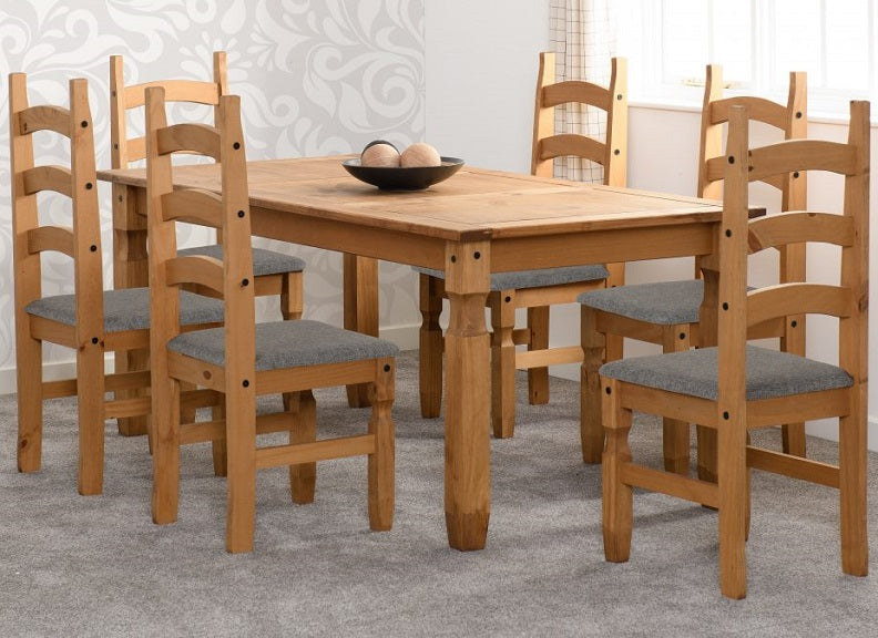 Corona Pine 6 ft Fixed Dining Set