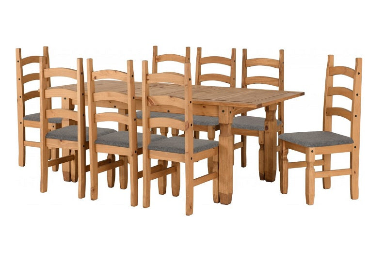 Corona Pine Extending Table W/Fabric Seat Chairs