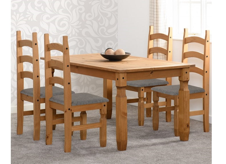 Corona Pine Fixed Set W/Grey Chairs