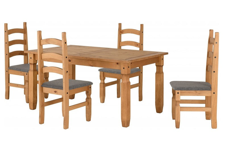 Corona Pine Fixed Table W/Grey Chairs