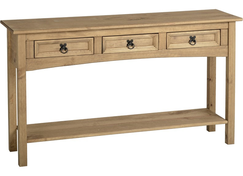 Corona 3 Drw Console Table With Shelf