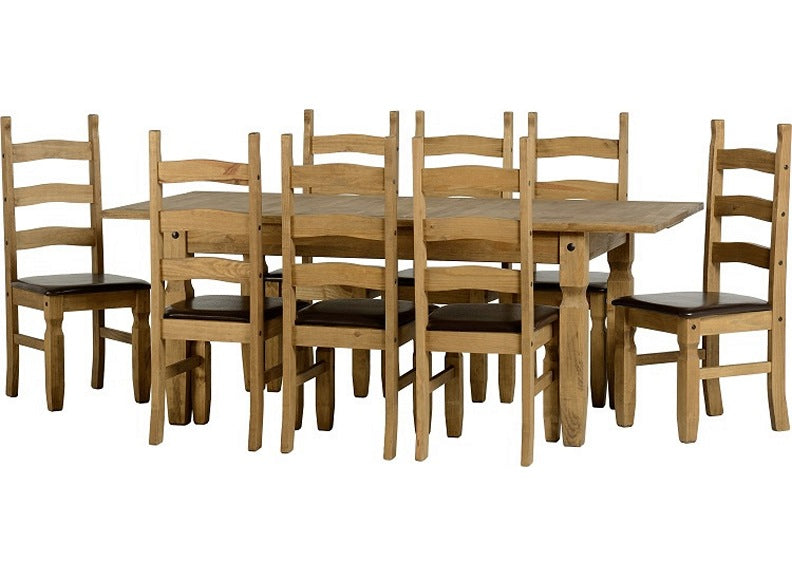 Corona Ext Table With Eight Brown PU Chairs