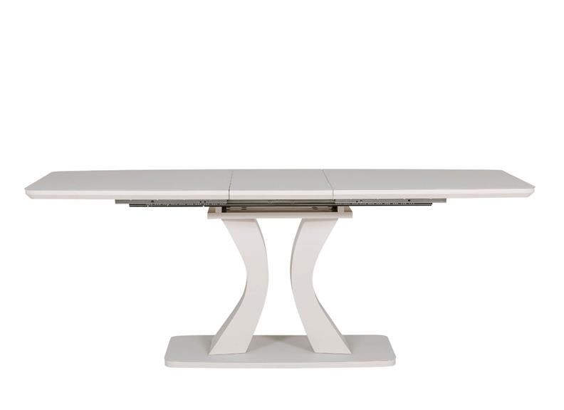 Daiva Extending 1.6m Dining Set – Contemporary Tempered Glass Table in Greige