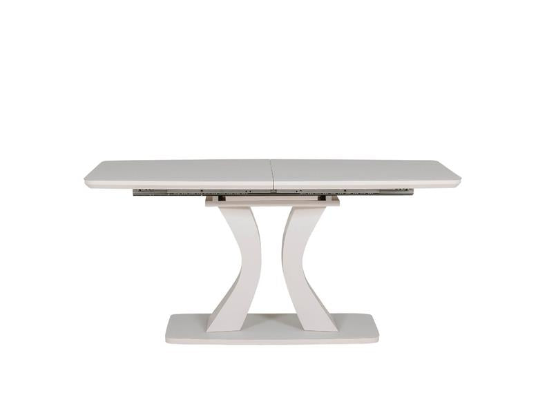 Daiva Extending 1.6m Dining Set – Contemporary Tempered Glass Table in Greige