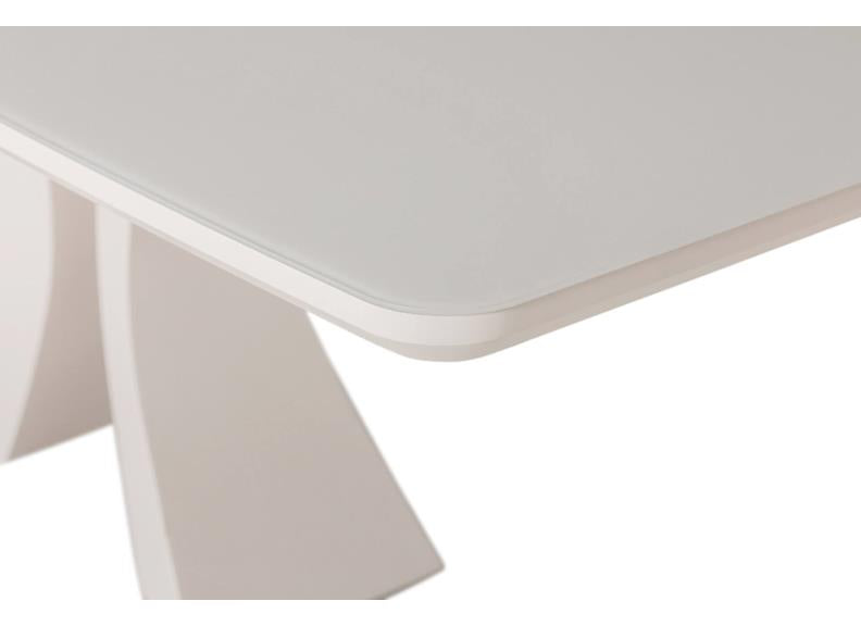 Daiva Extending 1.6m Dining Set – Contemporary Tempered Glass Table in Greige