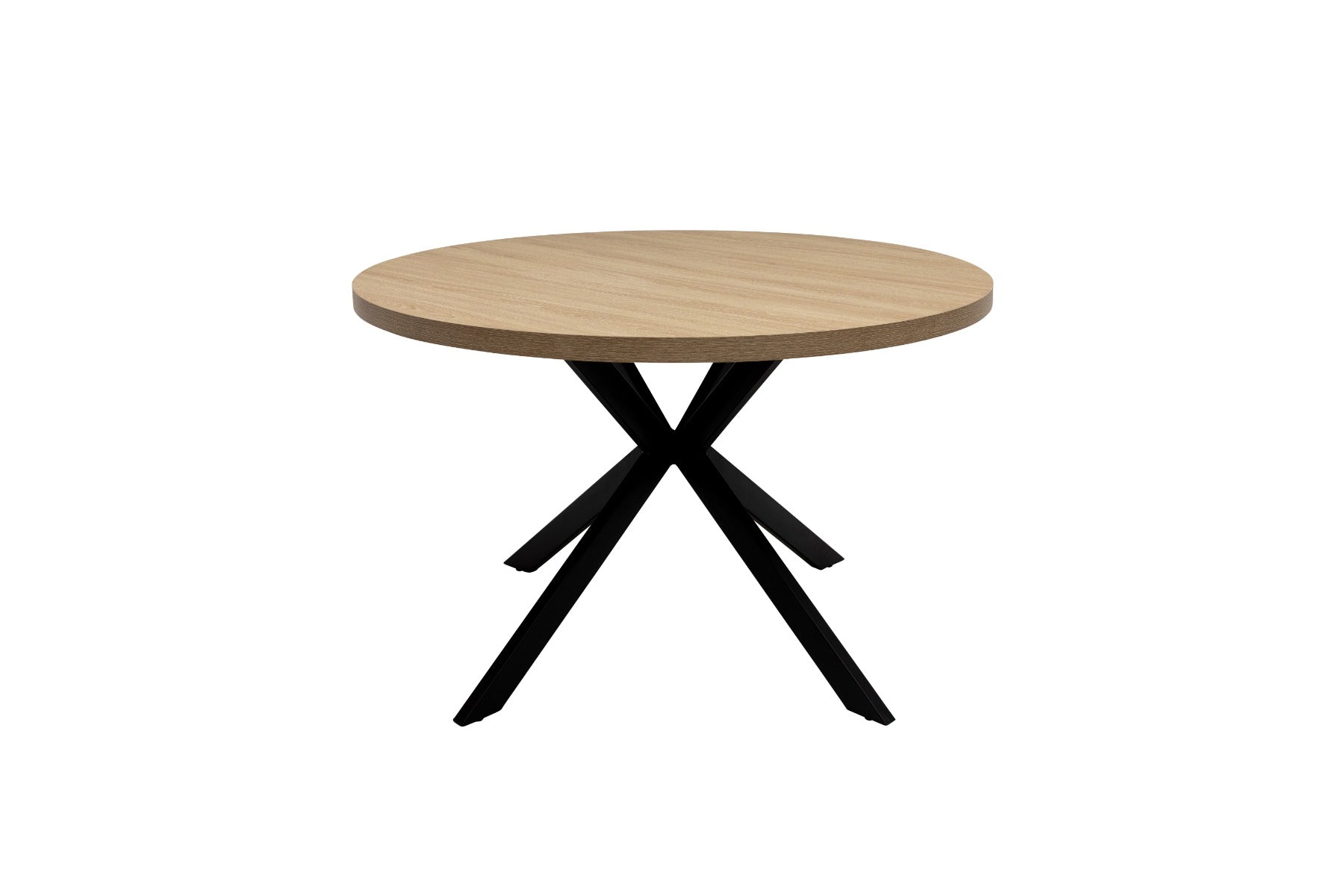 Dalton Light Oak Round Dining Tables – Contemporary Design with Black X-Frame Base