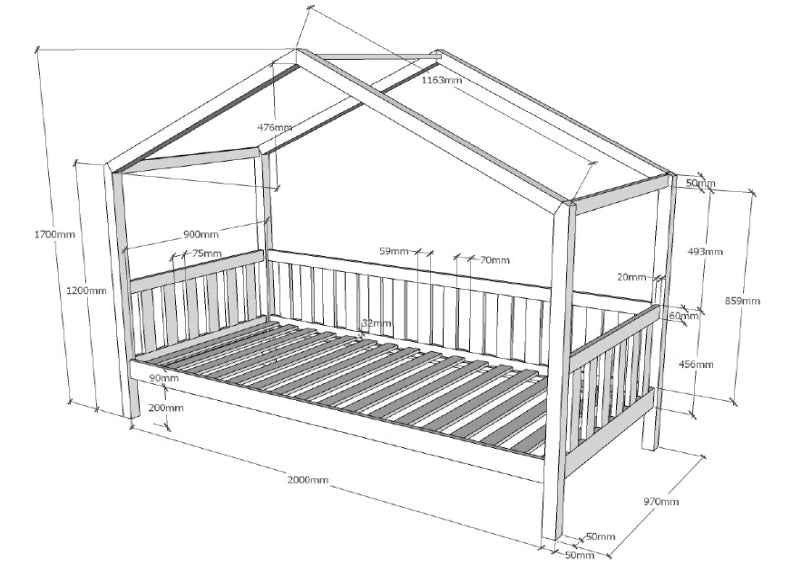 Dallas Bed With Balcony - dimensions