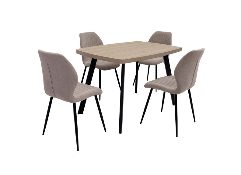 Dalton Fixed Dining Tables W/Conway Fabric Dining Chairs