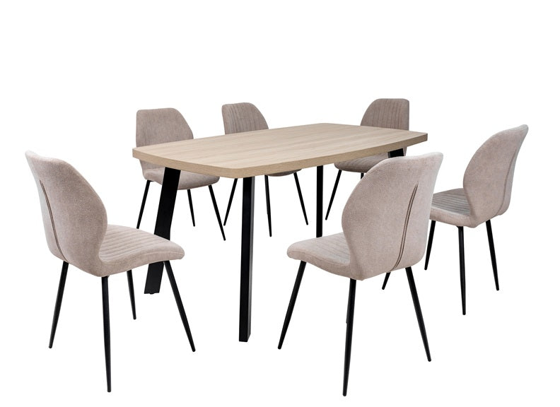 Dalton Fixed Dining Tables W/Conway Fabric Dining Chairs