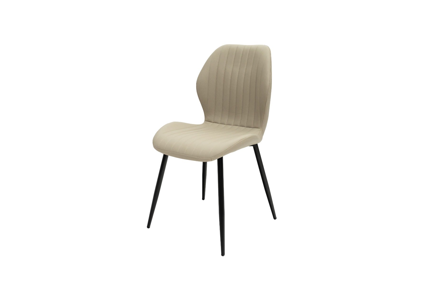 Davis Stone Faux Leather Dining Chair – Curved Back with Black Powder-Coated Legs