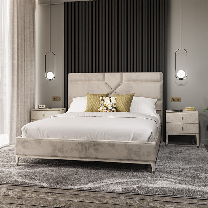 Diletta Bedside Table 2 Drawer - Stone