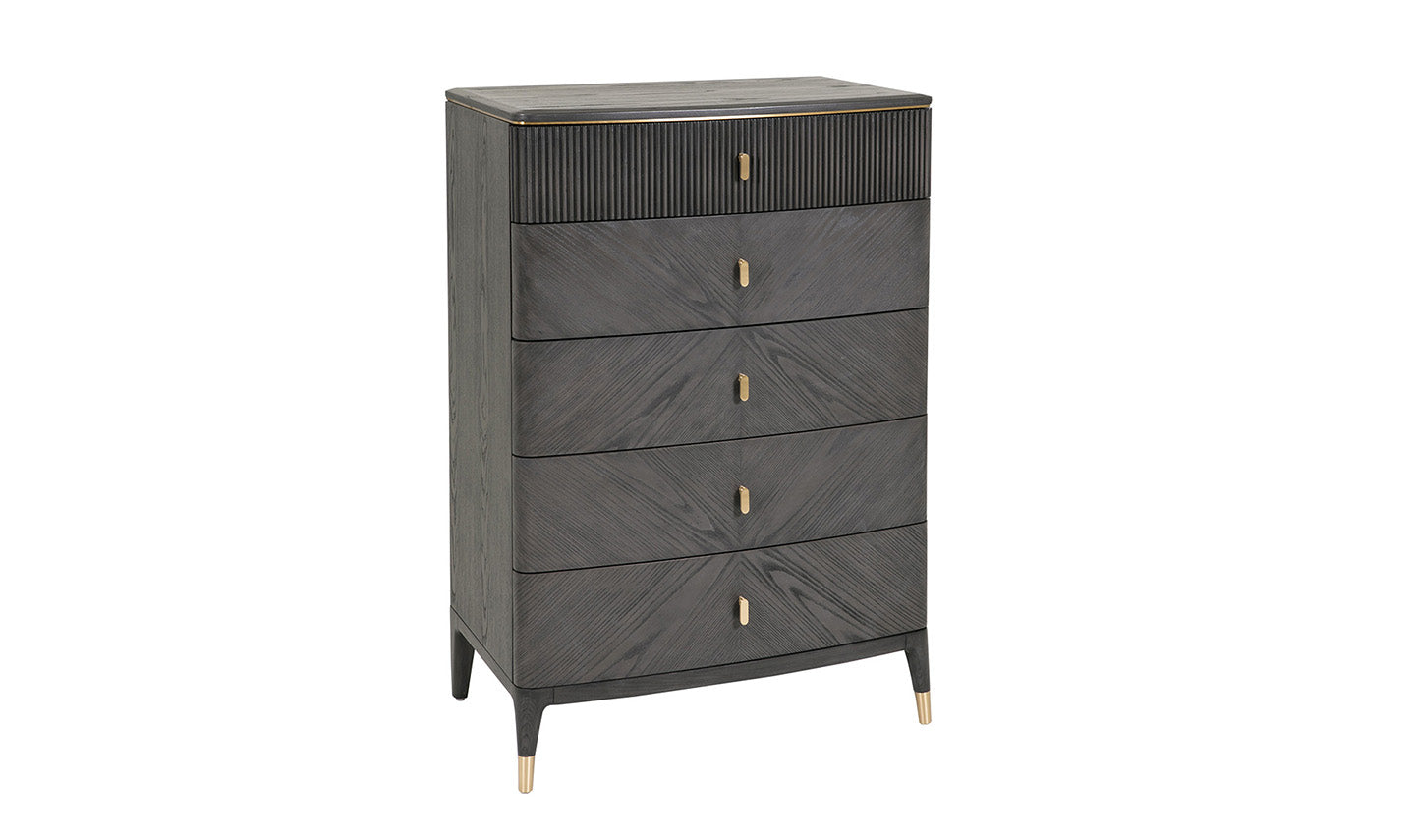 Diletta 5-Drawer Tall Chest in Ebony Finish