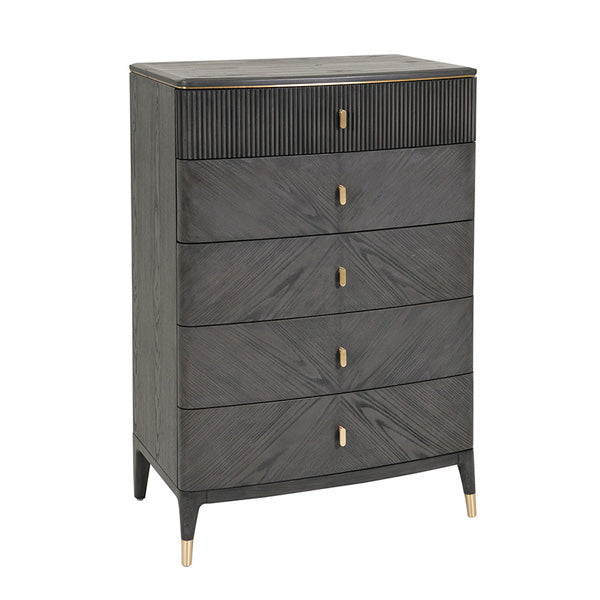Diletta 5-Drawer Tall Chest in Ebony Finish