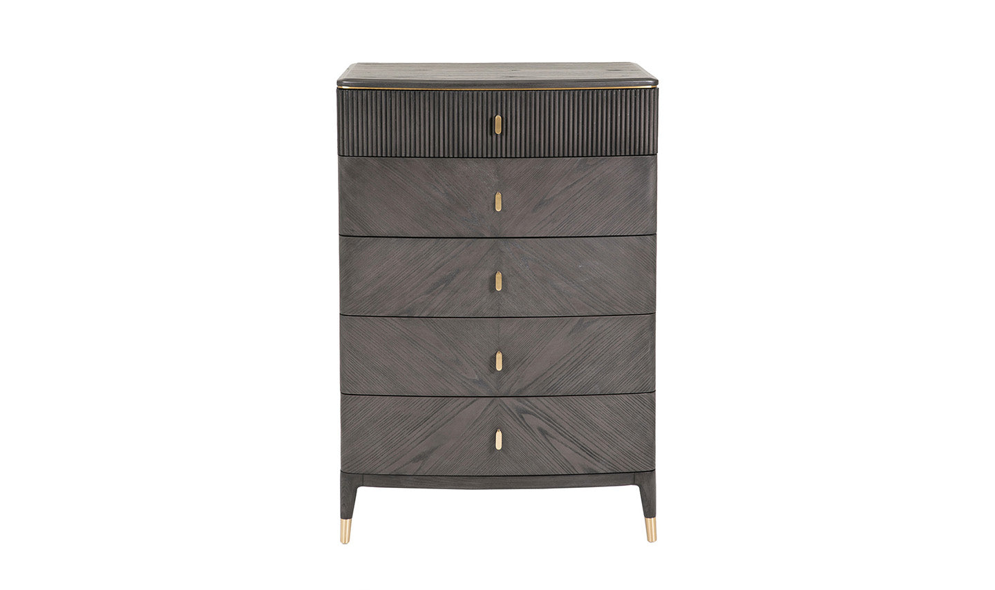 Diletta 5-Drawer Tall Chest in Ebony Finish