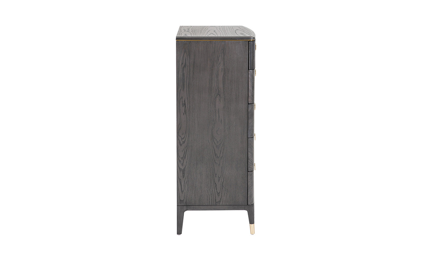 Diletta 5-Drawer Tall Chest in Ebony Finish