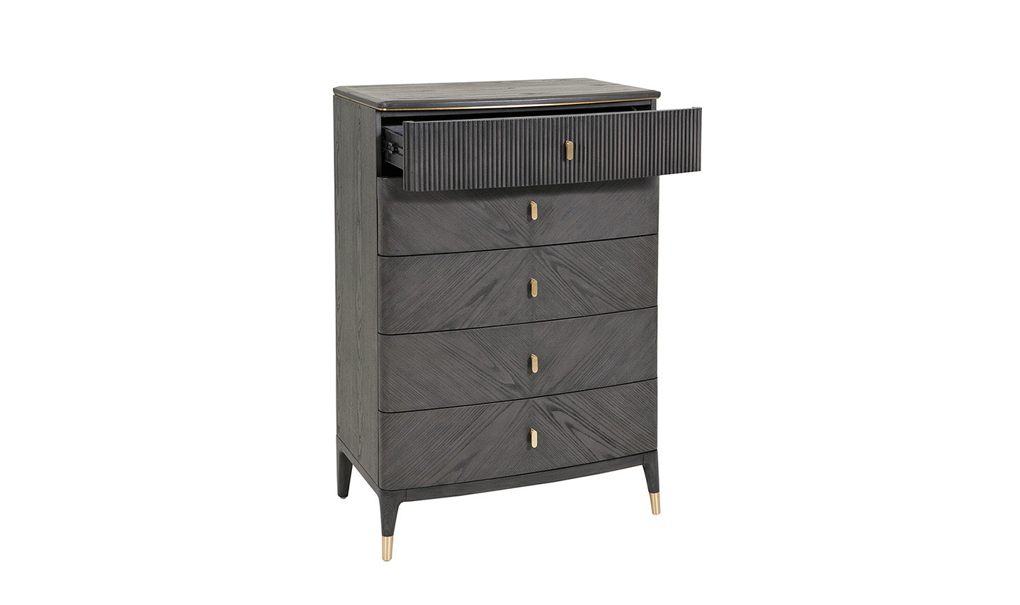 Diletta 5-Drawer Tall Chest in Ebony Finish