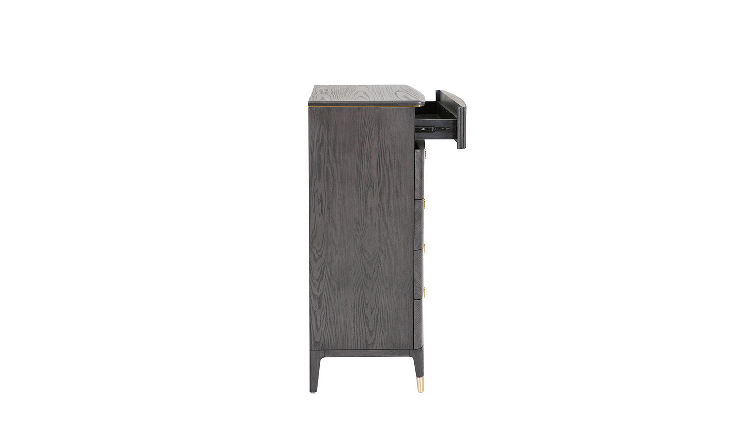 Diletta 5-Drawer Tall Chest in Ebony Finish