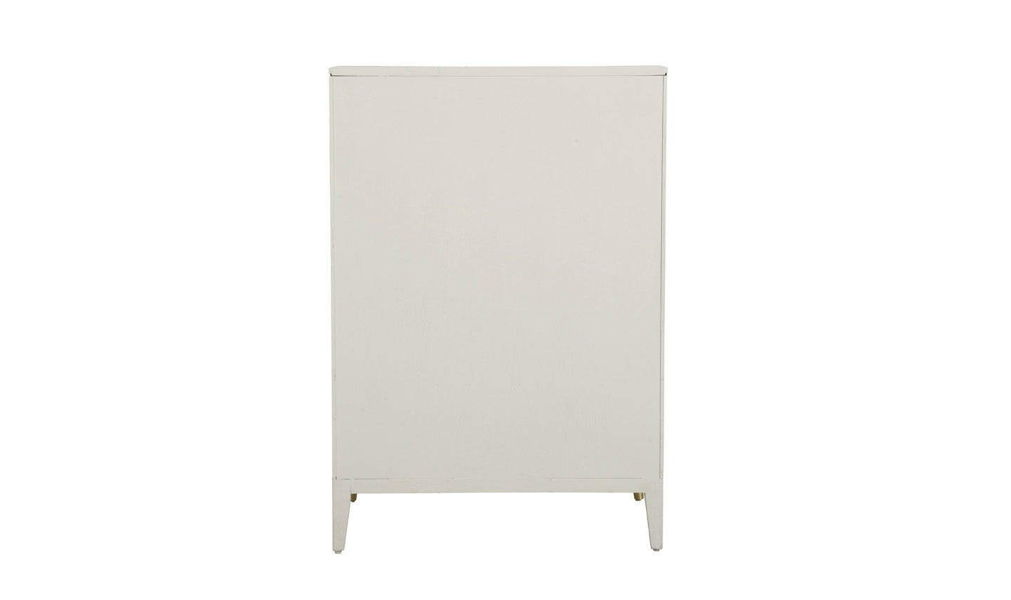Diletta Tall Chest with 5 Ribbed Drawers in Stone Finish