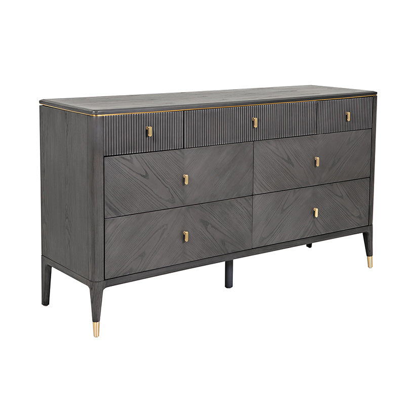 Diletta Dressing Chest 7 Drawer Ribbed Top Drws - Ebony