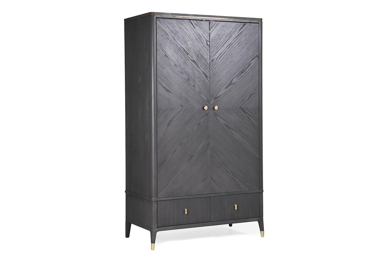 Diletta Wardrobe 2 Door 2 Drawer- Ebony