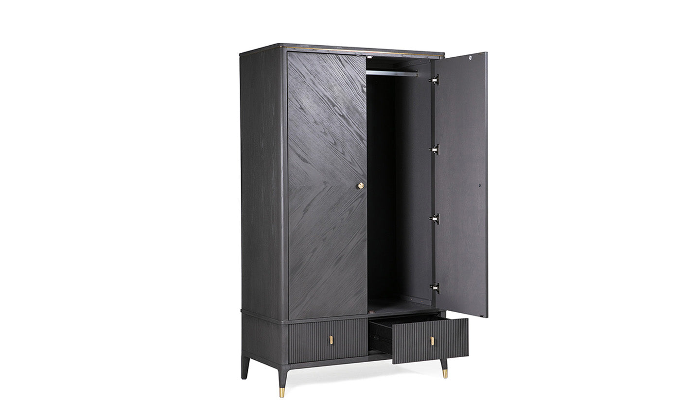 Diletta Wardrobe 2 Door 2 Drawer- Ebony