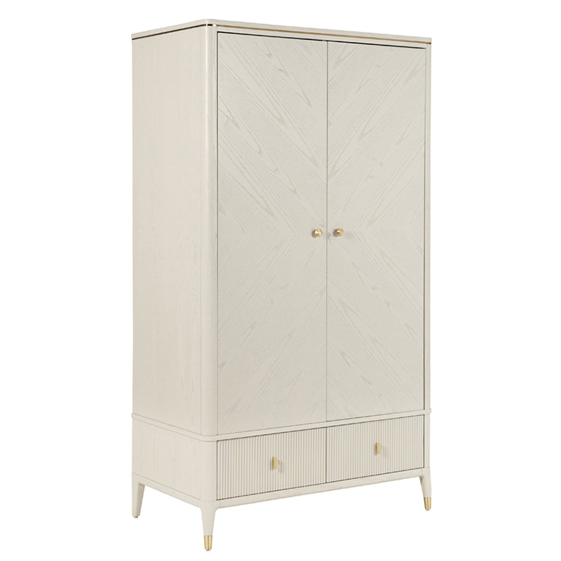 Diletta Wardrobe 2 Door 2 Drawer Ribbed Drawers - Stone (Pre-order for August delivery)