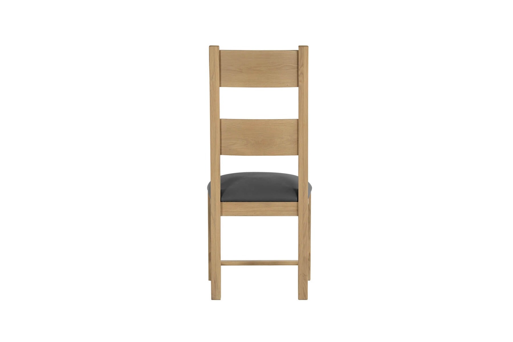 Delaney Dining Chair in Oak with Grey PU Seat – Classic High Back Dining Chair | Free Delivery