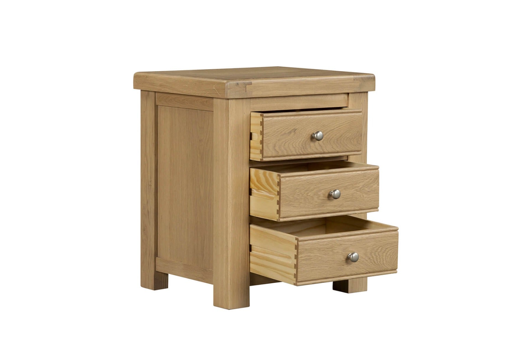 Delaney Bedside Table in Oak – Classic 3-Drawer Nightstand | Free Delivery