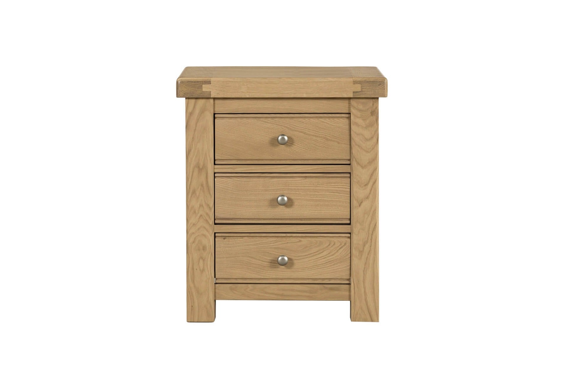Delaney Bedside Table in Oak – Classic 3-Drawer Nightstand | Free Delivery