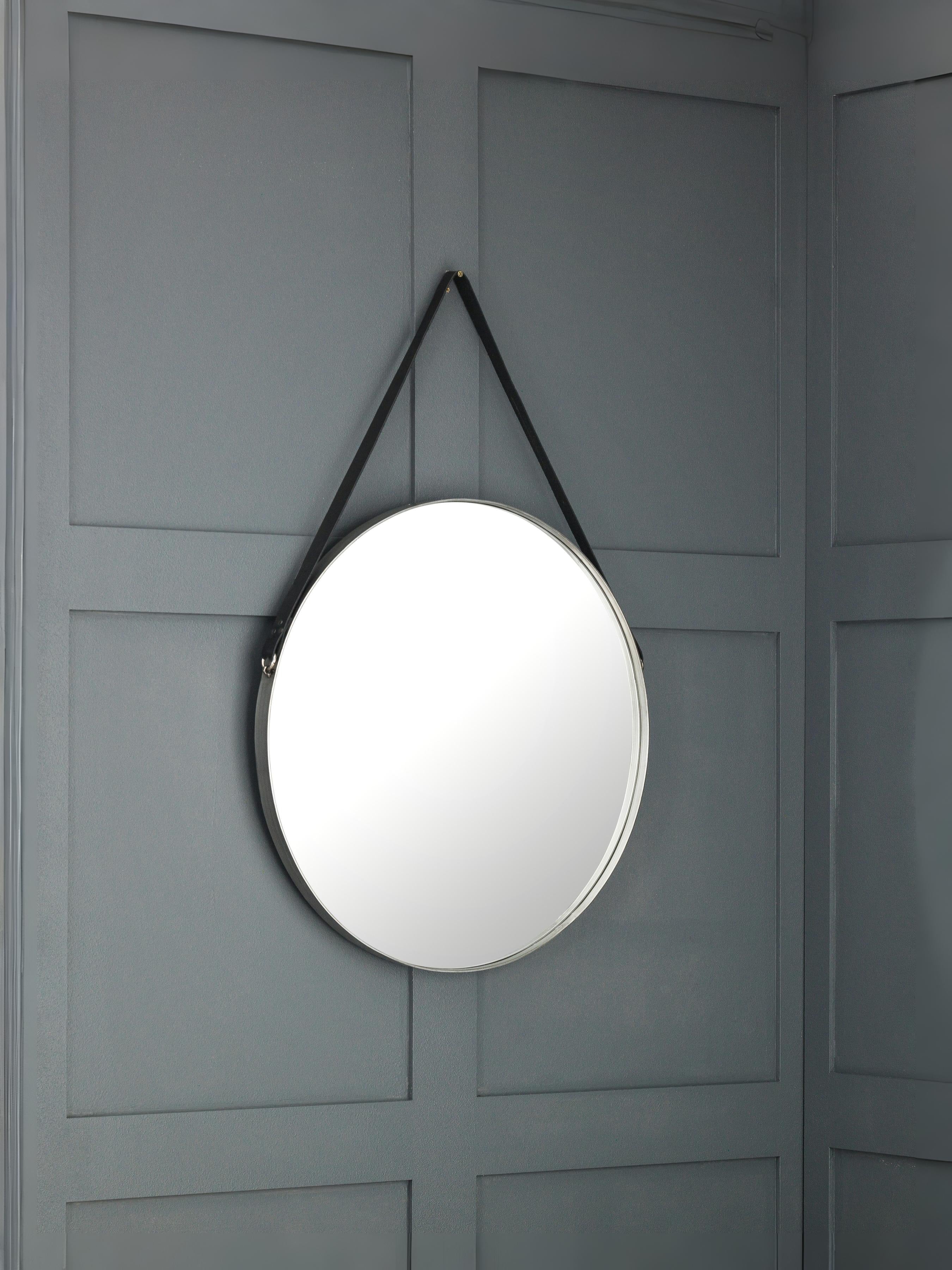Opera Round Pewter Mirror