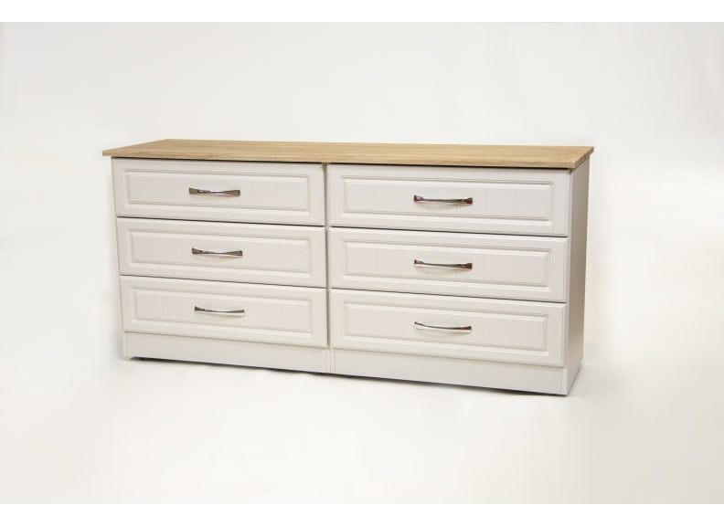 Shannon Grey & Oak Six Drawer Wide Chest