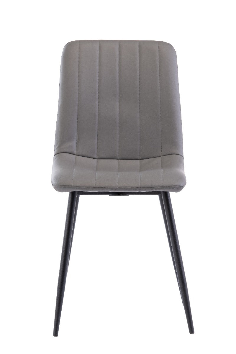 611 Grey Faux Leather Dining Chair – Simple Elegance with Black Powder-Coated Legs – Box of 4