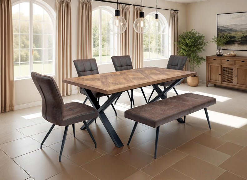 Eden Fixed Dining Table W/Sabina Chairs & Bench
