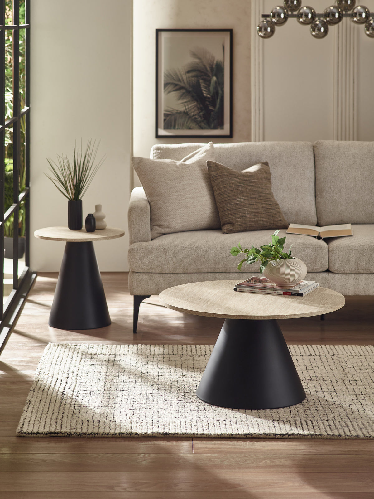 Elgon Travertine Effect Coffee and Lamp Table Set (oos)