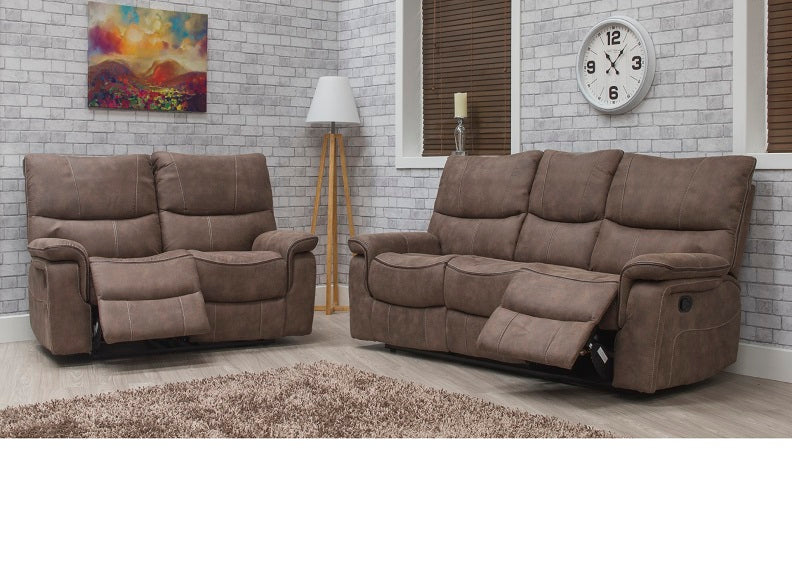 Emilio Hazel Fabric Three Seat Recliner Sofa