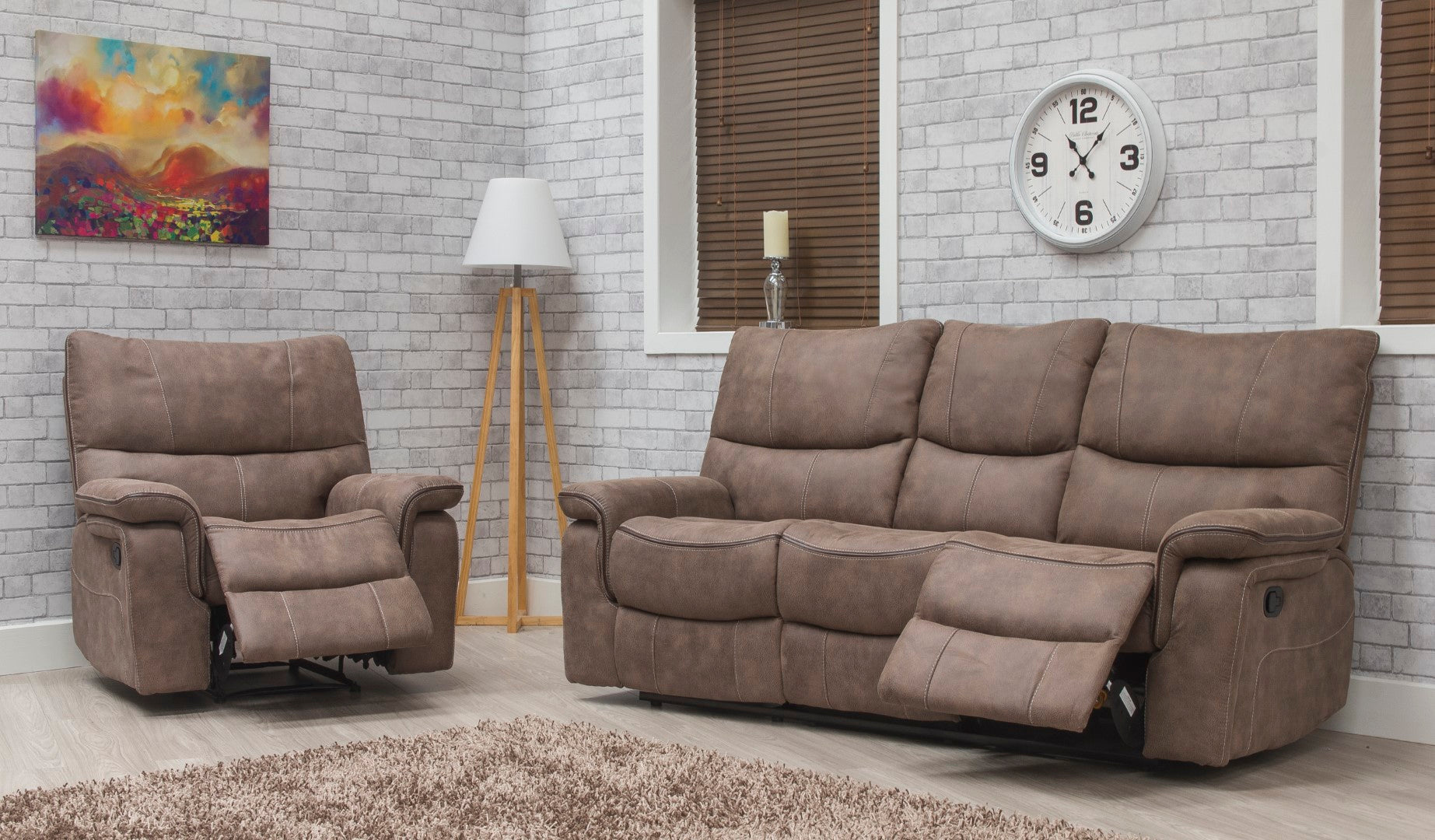 Emilio Hazel Fabric Recliner Suite 3RR+RR